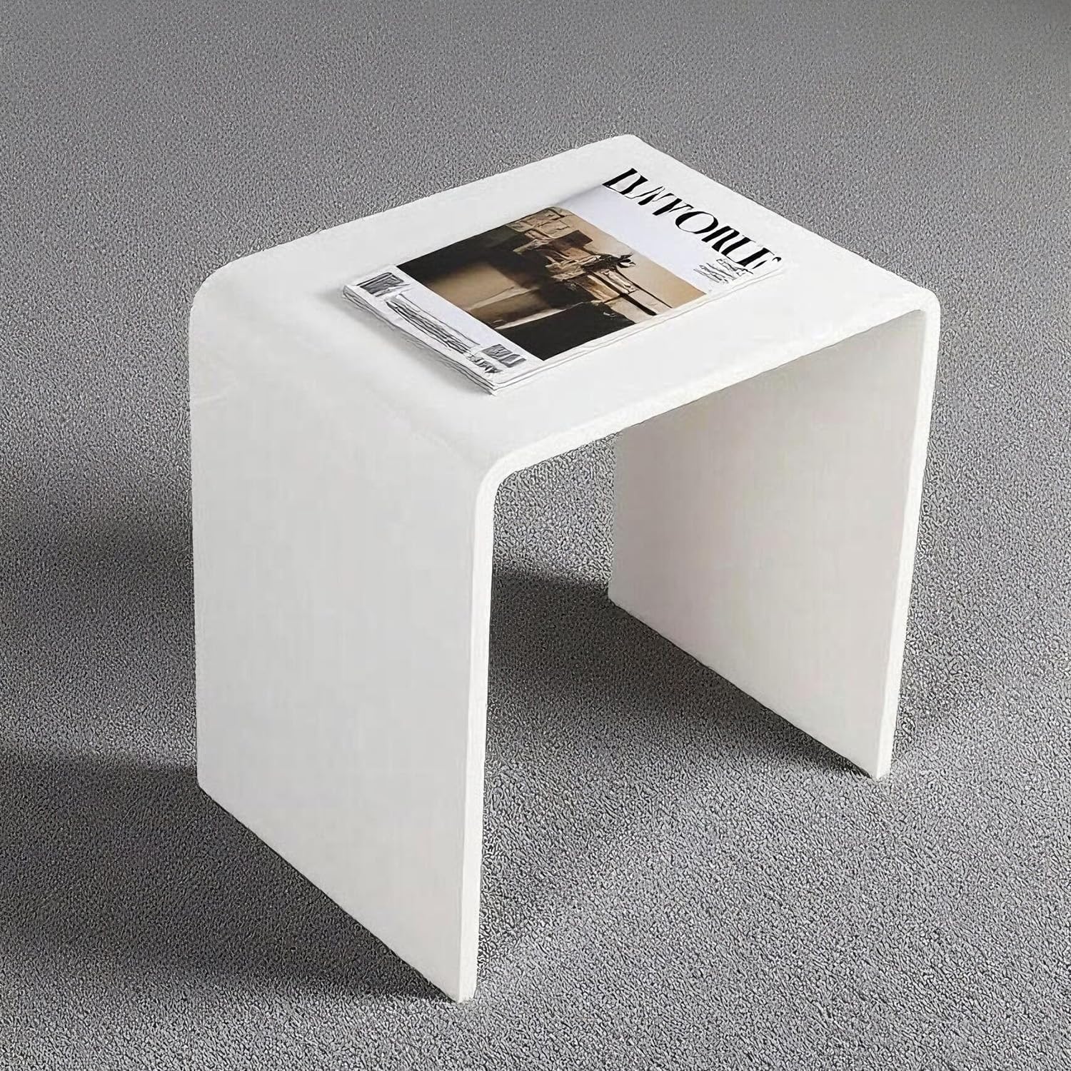 Clear Acrylic End Table with Rounded Edges,Transparent Small Side Table,Acrylic Side Table for Living Room, Night Stands for Bedrooms,Modern Occasional Tables (12' D x 16' W x 18' H) (White)