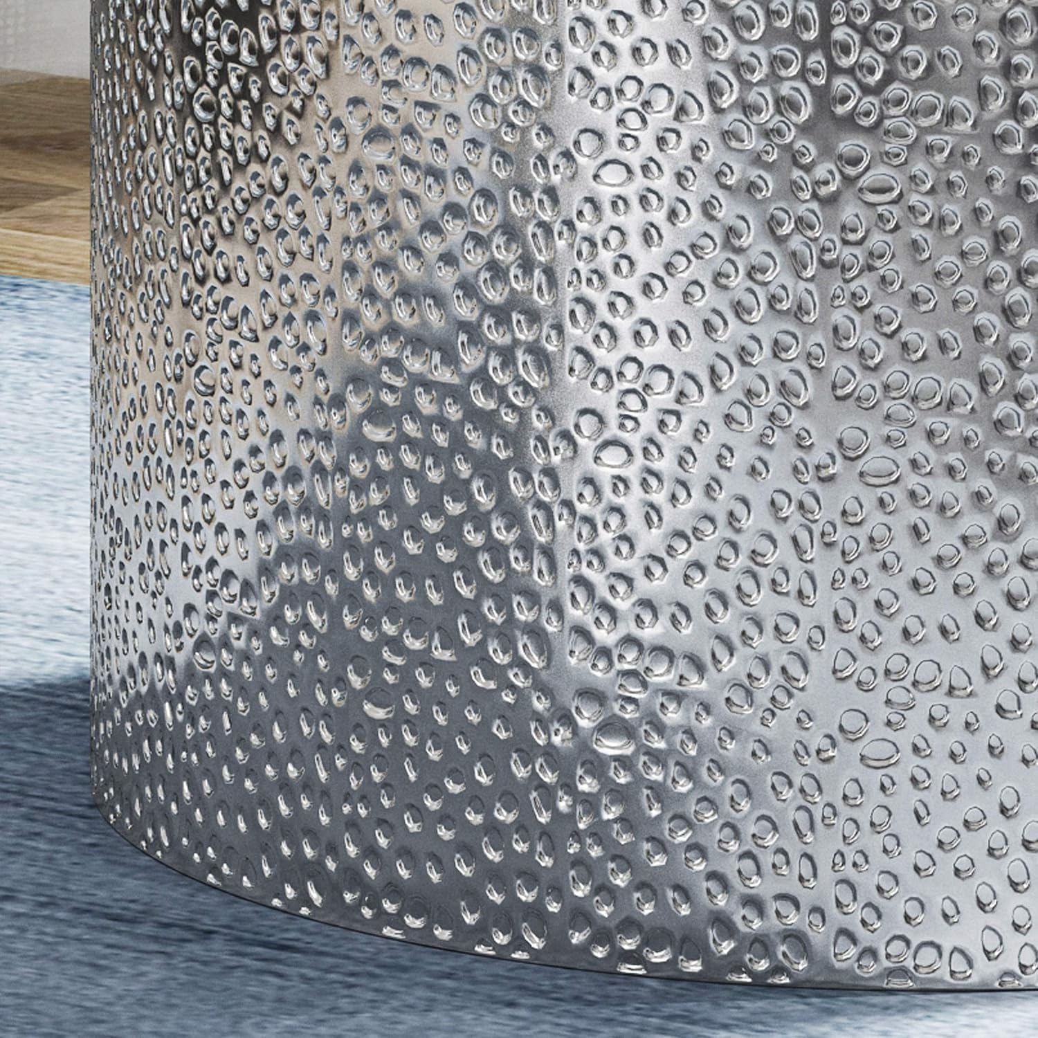 Christopher Knight Home Kaylee Modern Round Hammered Iron Accent Table (2 Pack) -Silver 16 in x 16 in x 22.25 in