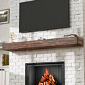 72 Inch Fireplace Mantel Shelf - 8' Deep Solid Wood Floating Mantel for Over Fireplace - 120LBS with Invisible Bracket - Handcrafted TV Decor for Livingroom & Bedroom - Charred Rustic Brown