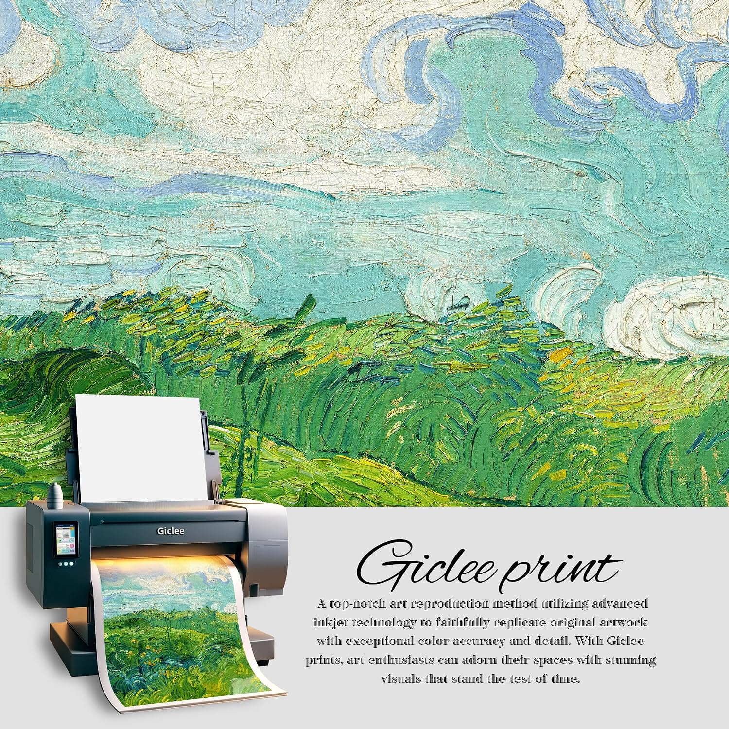 Green Wheat Fields, Auvers by Vincent Van Gogh Framed Size:30x36 inches,Image Size:24x30 inches,Golden Frame The World Classic Art Reproductions,Wall Art for Home Decor