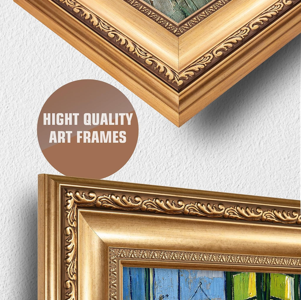 Bedroom in Arles by Vincent Van Gogh Framed Size:30x36 inches,Image Size:24x30 inches,Golden Frame The World Classic Art Reproductions,Wall Art for Home Decor