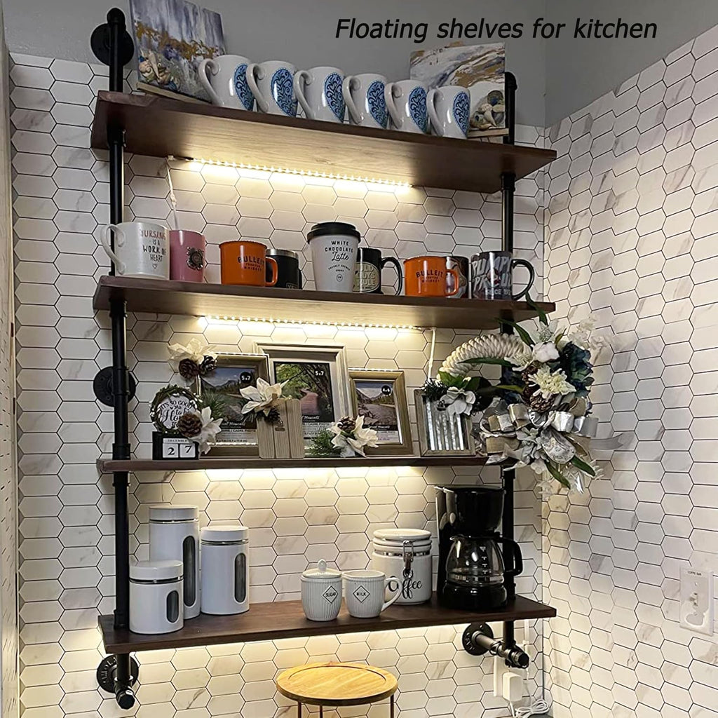 ROGMARS Floating Shelves for Wall,Solid Wood Shelves Industrial Pipe Shelving 36inch for wall Decor,Kitchen,Living Room