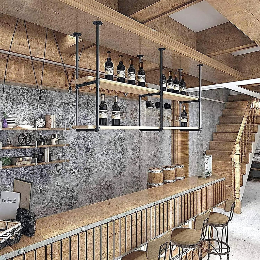 Corner Ledge Wall Shelf,Wine Rack Ceiling Shelf Floating Shelves Wall Mounted Set Ceiling Shelf Mounted Floating Suspended Hanging Kitchen Bar Rack/Decorative Holder/Storage Shelf