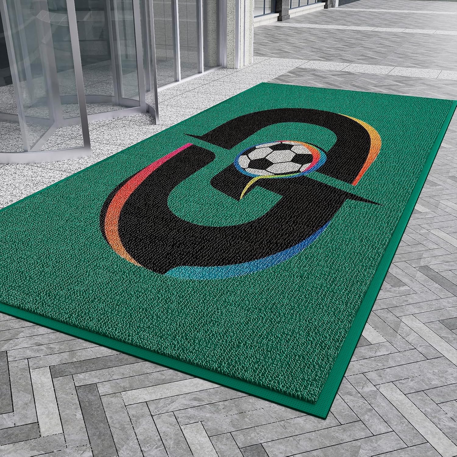 Custom Commercial Door Mat Carpet Personalized Logo Text Entryway Mat, Non Slip Low Profile Indoor Outdoor Rugs