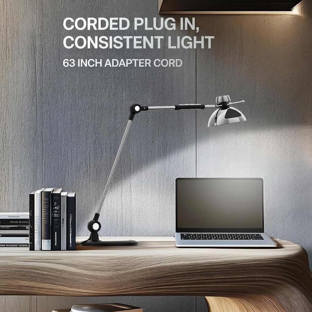 OTUS LED Desk Lamp for Home Office, Gesture On Off and Touch Control, Tall Architect Swing Arm Desk Light, 1500 Lux Eye Care Dimmable, 12 Levels, 3 Color Temps, Weighted Metal Base