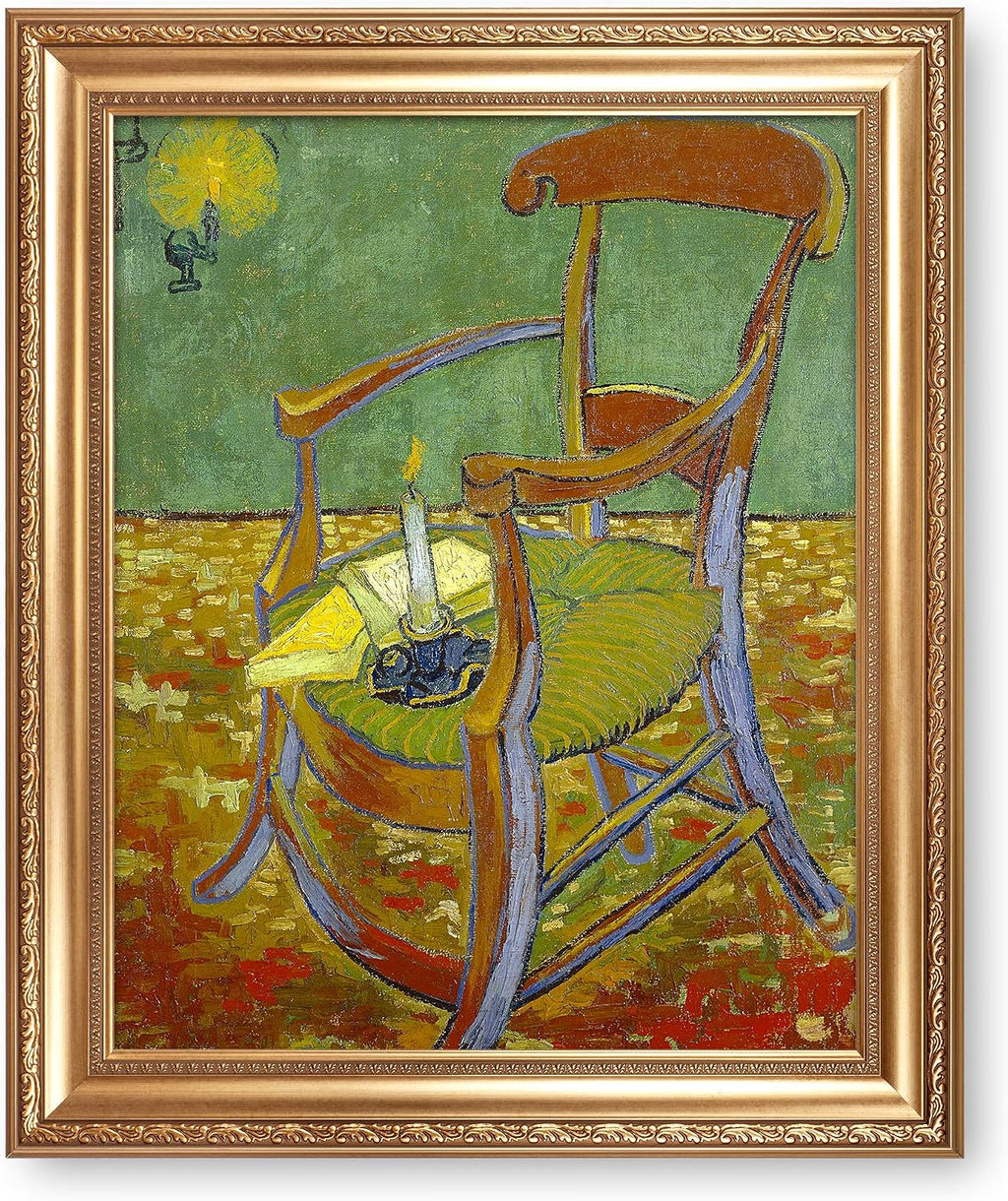 Gauguin's Chair by Vincent Van Gogh Framed Size:30x36 inches,Image Size:24x30 inches,Golden Frame The World Classic Art Reproductions,Wall Art for Home Decor