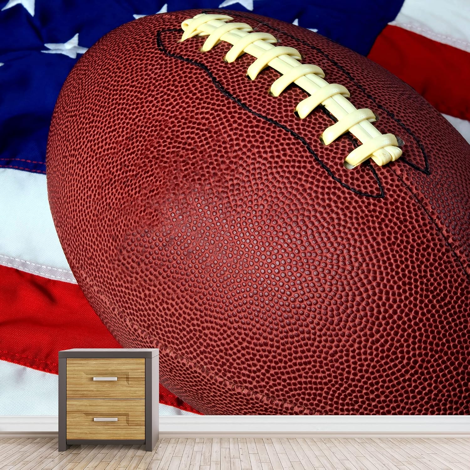 wall26 Removable Wall Sticker/Wall Mural American Flag & Close-Up Retro Football Sports/Fitness Athlete Photography Realism Exercise Gym College for Living Room, Bedroom, Office - 100x144 inches