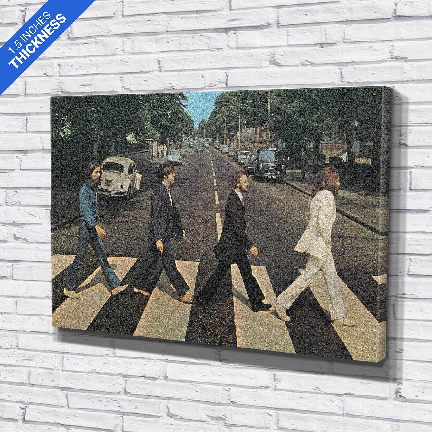 Amk Wood Vintage Rock Band Inspired Canvas Wall Art | Retro Musicians Street Crossing Print | Handmade Home Décor – Various Sizes (60in x 40in Gallery Wrapped)
