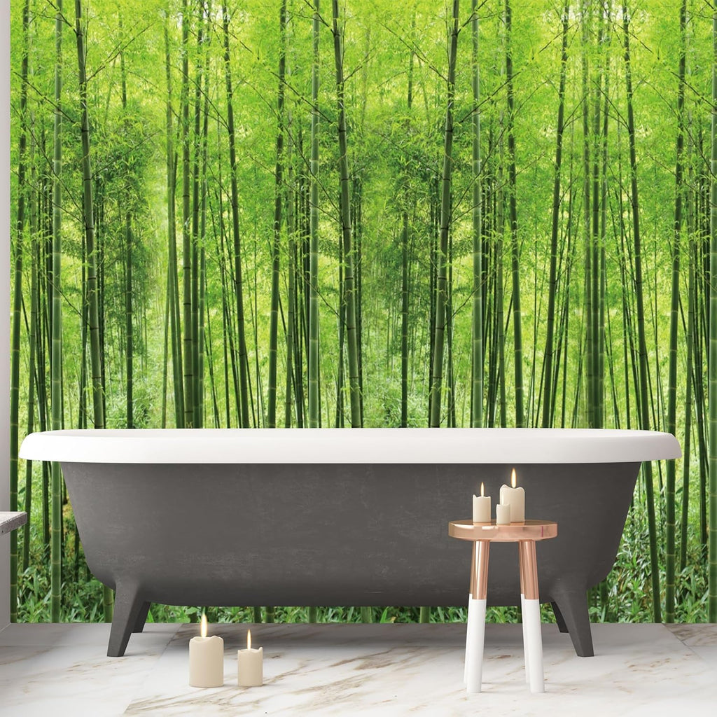 Custom Wall Murals,HD Green Bamboo Forest Natural Landscape，Removable Large Photo Wallpaper(Self-Adhesive Wall Fabric,No PVC) 151' x 105'