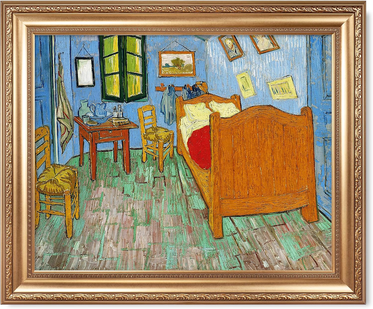 Bedroom in Arles by Vincent Van Gogh Framed Size:30x36 inches,Image Size:24x30 inches,Golden Frame The World Classic Art Reproductions,Wall Art for Home Decor
