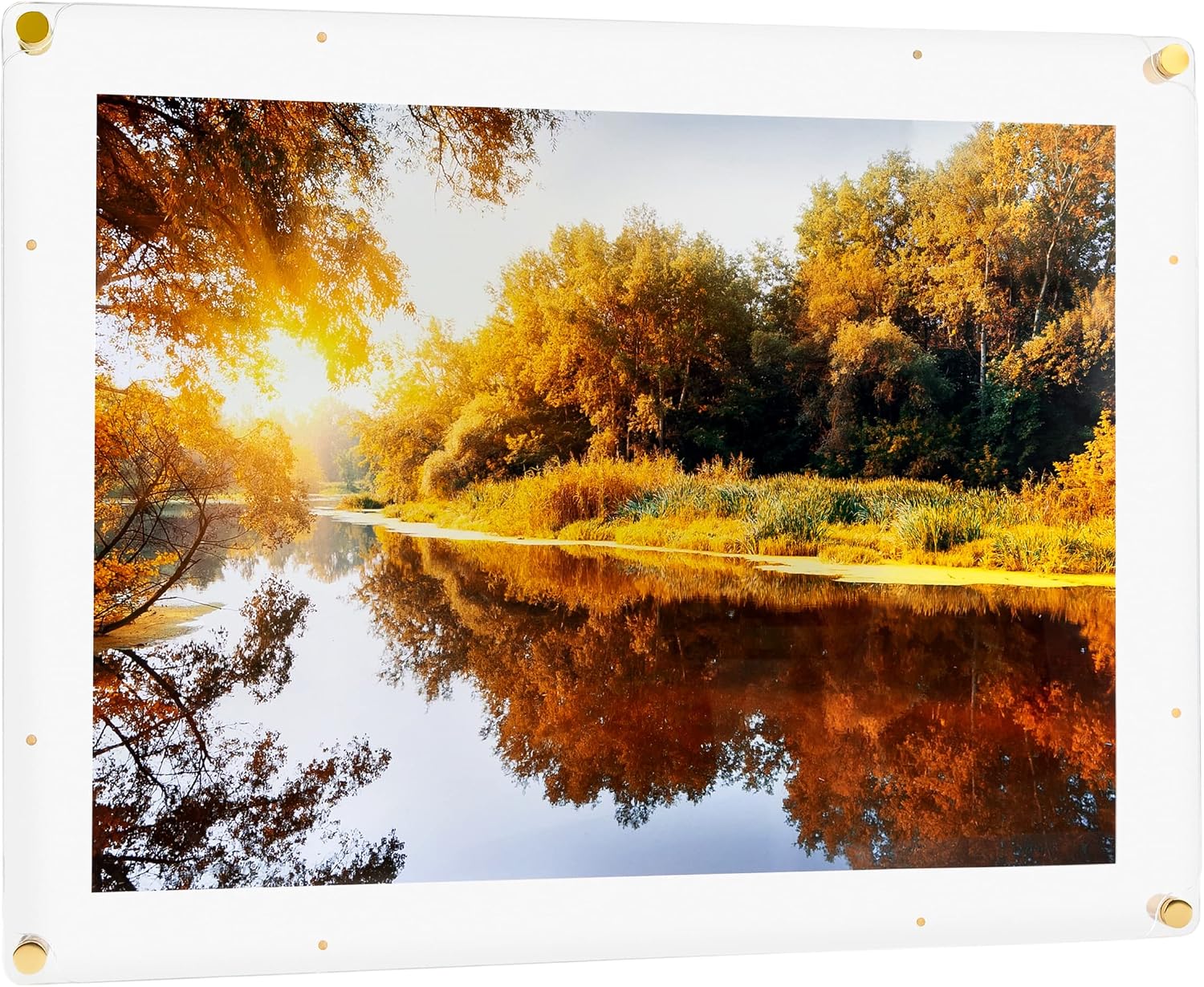 ArtToFrames 24x36 Inch Magnetic Acrylic Frame with Gold Standoffs for Wall Mounting and Removable Acrylic Front, Full Frame Size is 28x40 Inches (AcrylicMagnet-109-24x36-81-1)