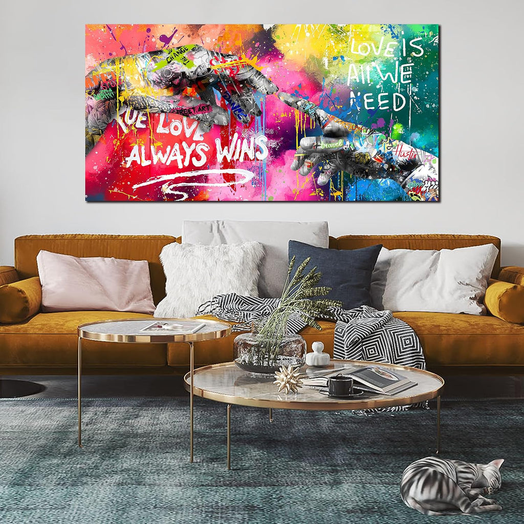 CIRABKY Large Colorful Wall-Art for Living Room - Graffiti Wall Art Canvas - Hand of God Art Prints Posters Size 29' x 59'