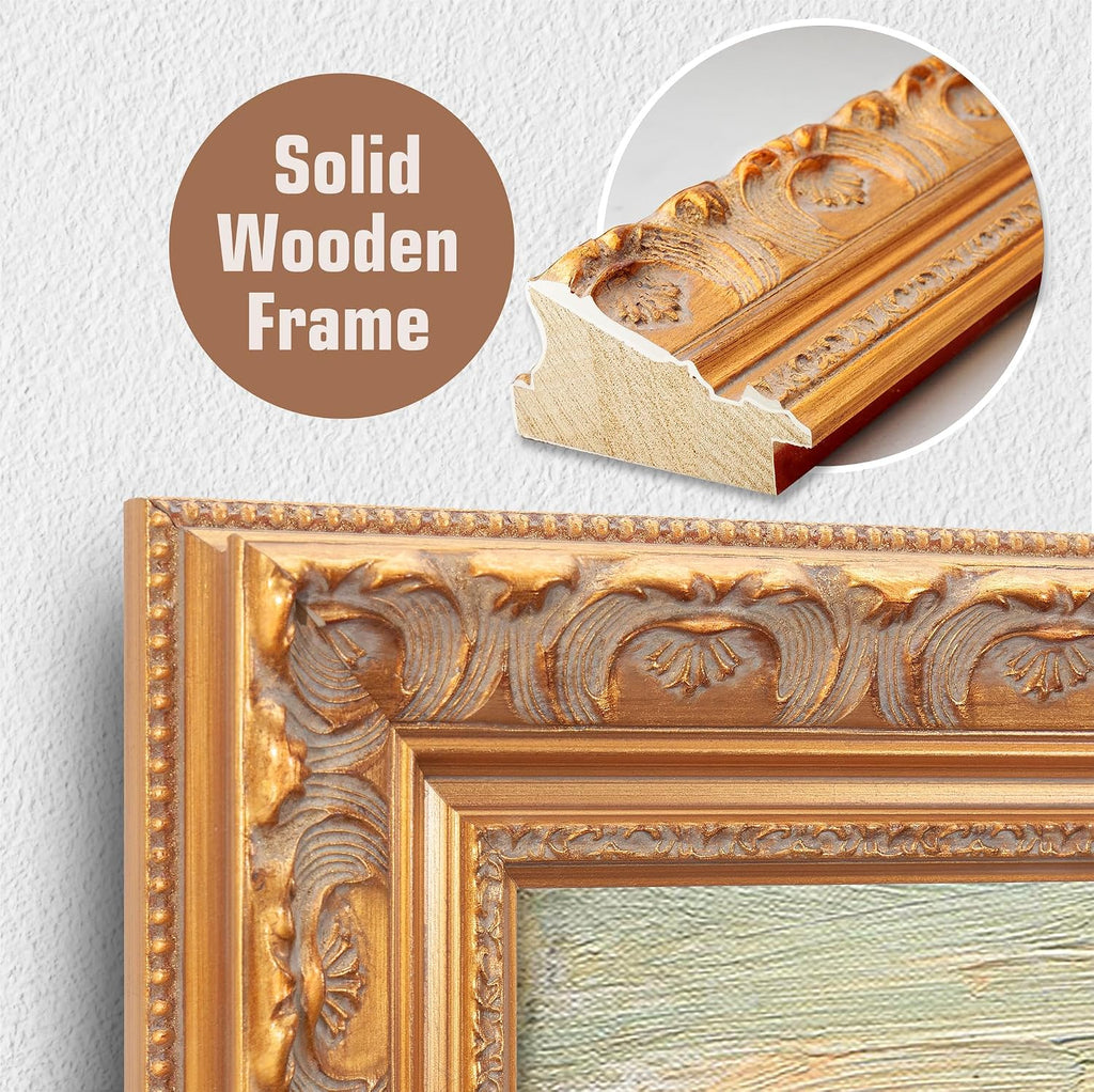 The Rocks by Vincent Van Gogh Solid Wooden Framed Size:40.5x34.5 inches,Image Size:36x30 inches,Golden Frame The World Classic Art Reproductions,Wall Art for Home Decor