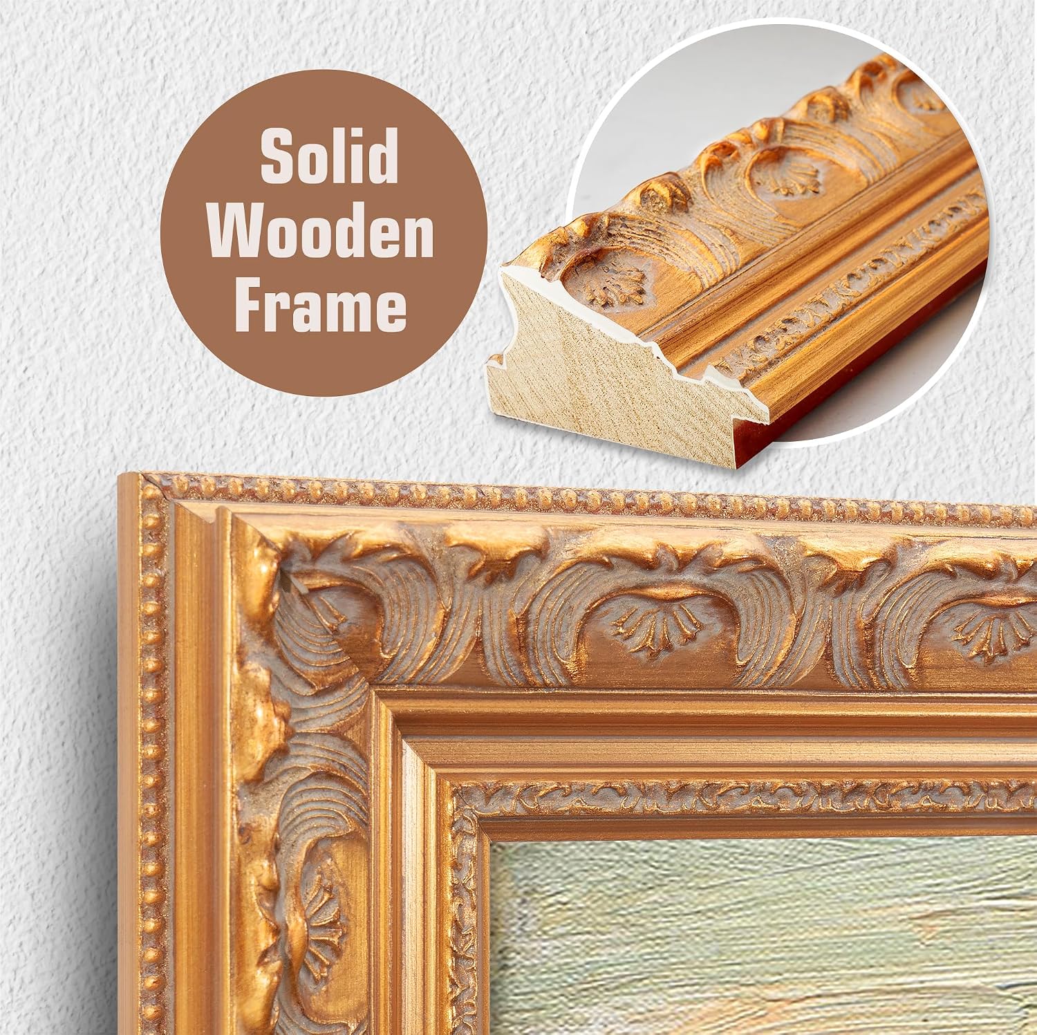 The Rocks by Vincent Van Gogh Solid Wooden Framed Size:40.5x34.5 inches,Image Size:36x30 inches,Golden Frame The World Classic Art Reproductions,Wall Art for Home Decor