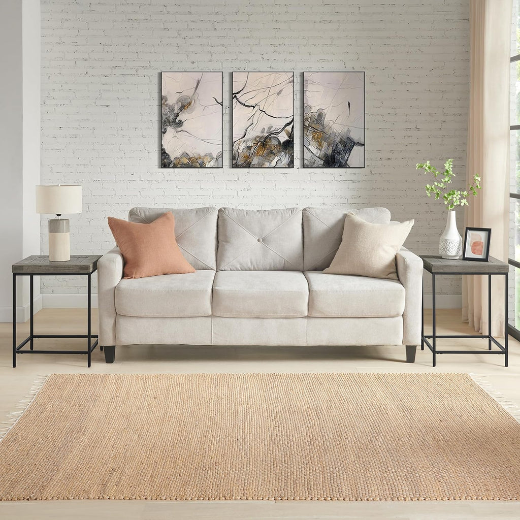 Alaterre Furniture End Table Set - Set of 2 Industrial Side Tables with Wood Tops and Metal Frames - for Living Room, Bedroom, or Dorm Room (Gray)