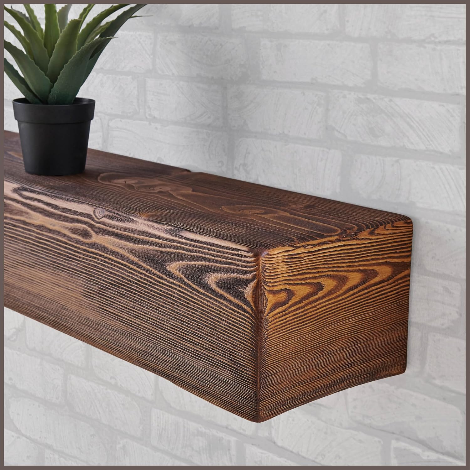 Handmade Fireplace Mantel Shelf 48', Extra Wide Rustic Wood Mantles for Over Fireplace, Wall Mounted Floating Mantel Shelves for Living Room Decor (Light Walnut, 48Lx6Hx8D)