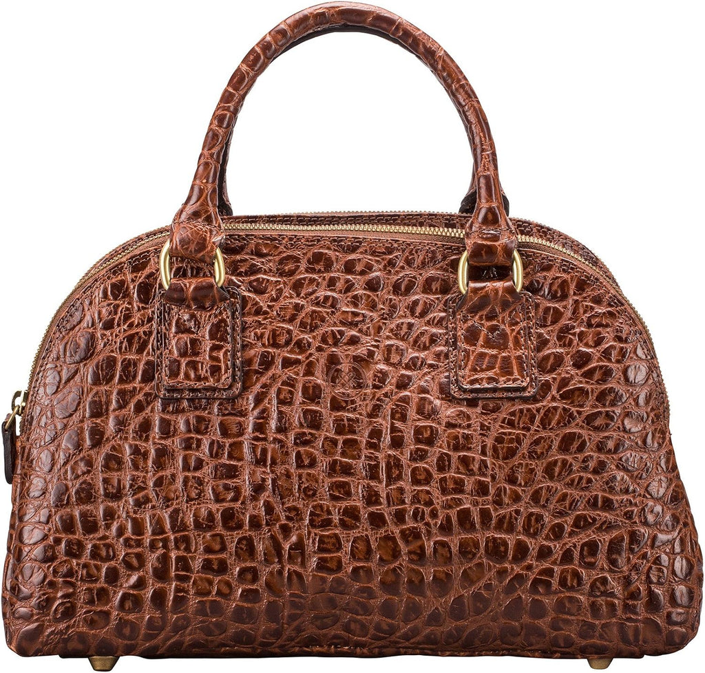 Maxwell Scott - Womens Luxury Leather Triple Zip Bowling Bag Purse with Shoulder Strap - The LilianaS Croco