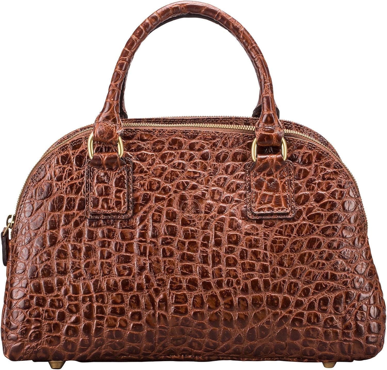 Maxwell Scott - Womens Luxury Leather Triple Zip Bowling Bag Purse with Shoulder Strap - The LilianaS Croco