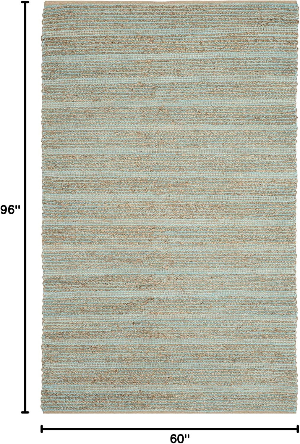 SAFAVIEH Cape Cod Collection Area Rug - 5' x 8', Aqua, Handmade Flat Weave Jute, Ideal for High Traffic Areas in Living Room, Bedroom (CAP851D)