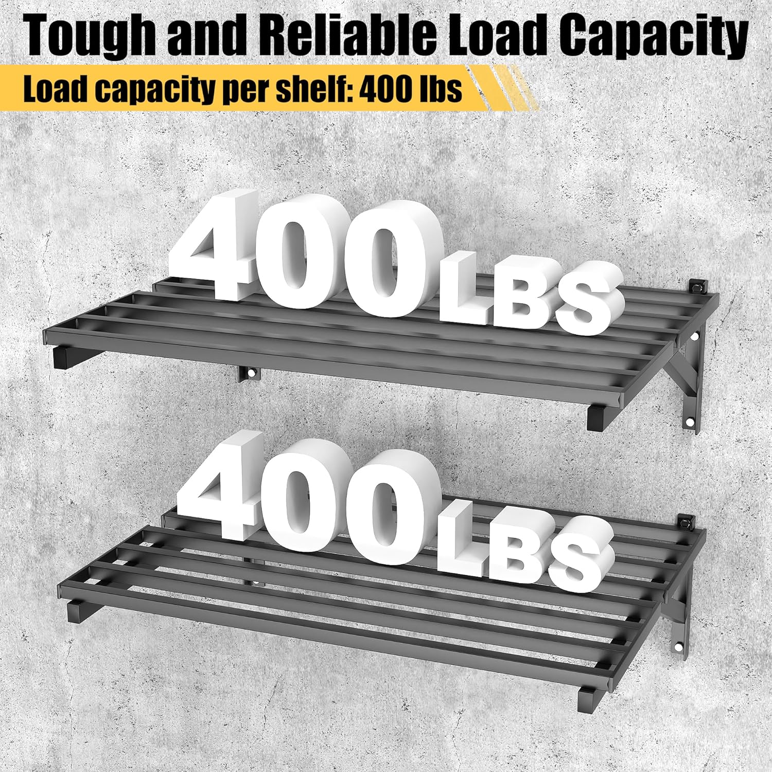 Ultrawall Heavy Duty Garage Wall Shelves, 2 x 3 ft Wall Mounted Storage Shelves, Holds Up to 800Lbs, 2Pack, Black