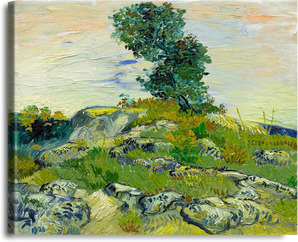 A&T ARTWORK The Rocks by Vincent Van Gogh. The World Classic Art Reproductions, Giclee Canvas Prints Wall Art for Home Decor,30x36x1.5 inches