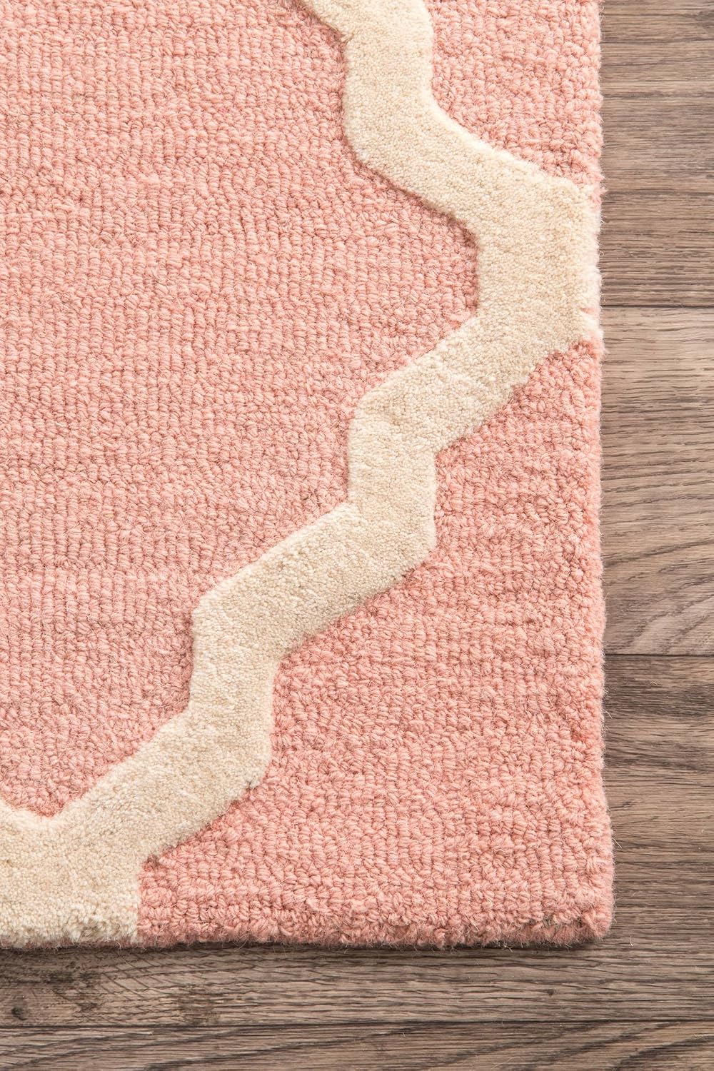 nuLOOM Marrakech Trellis Wool Runner Rug, 2' 6' x 12', Baby Pink