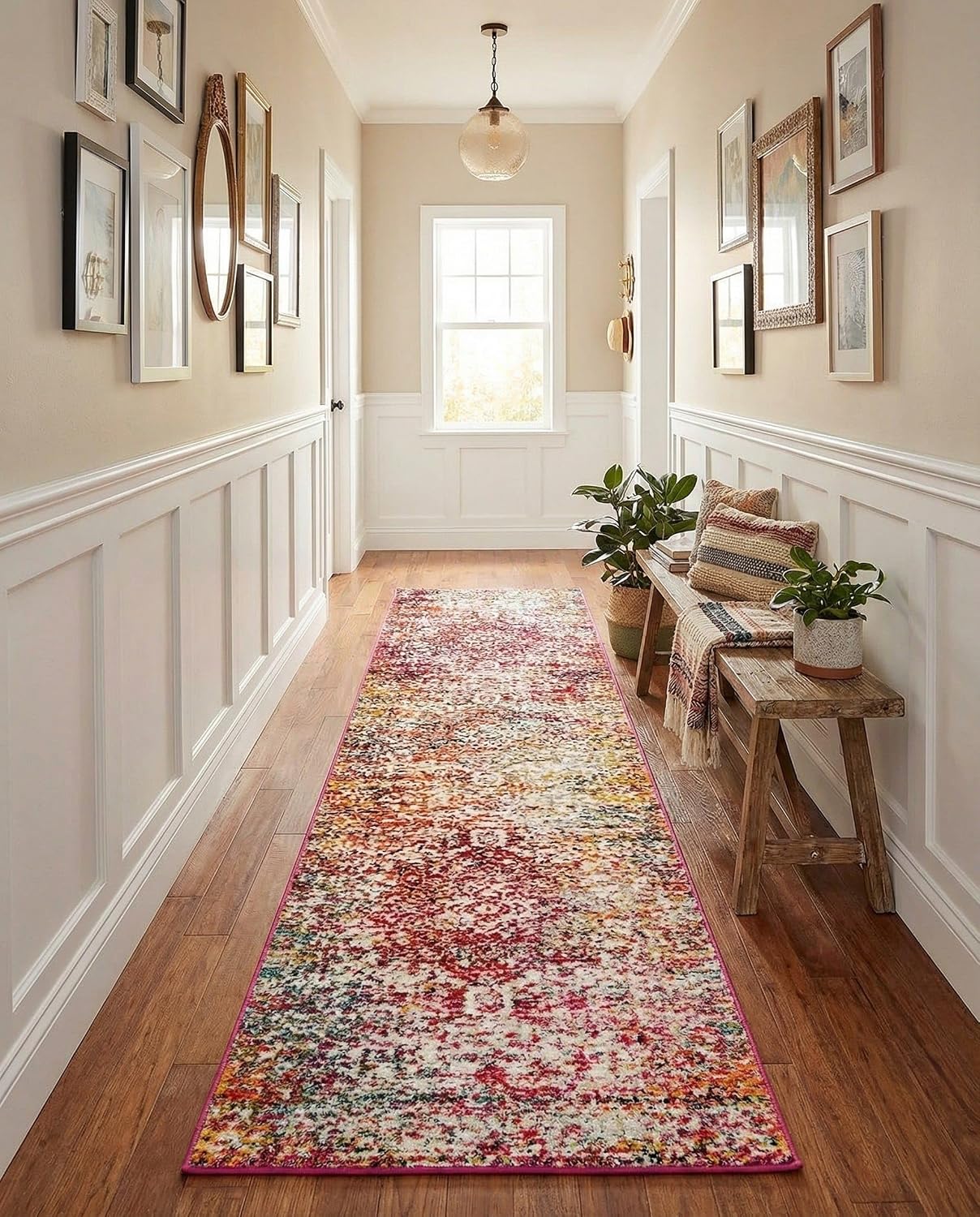 Rugs.com Arlington Collection Rug – 10 Ft Runner Multi Medium-Pile Rug Perfect for Hallways, Entryways