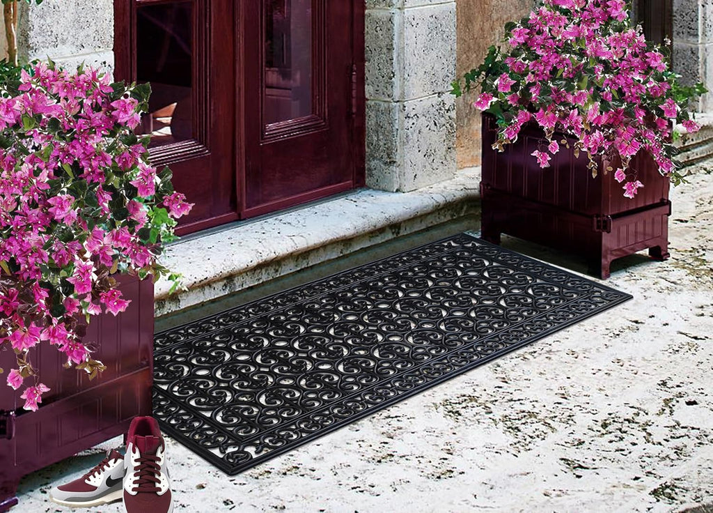 A1HC Large Outdoor Rubber Door Mat 30'x60' - Heavy Duty Non Slip Waterproof Floor Mat, Dirt Trapper Shoe Scraper, All Weather Drainage Doormat for Front Door, Entryway, Patio, Indoor Outdoor Use