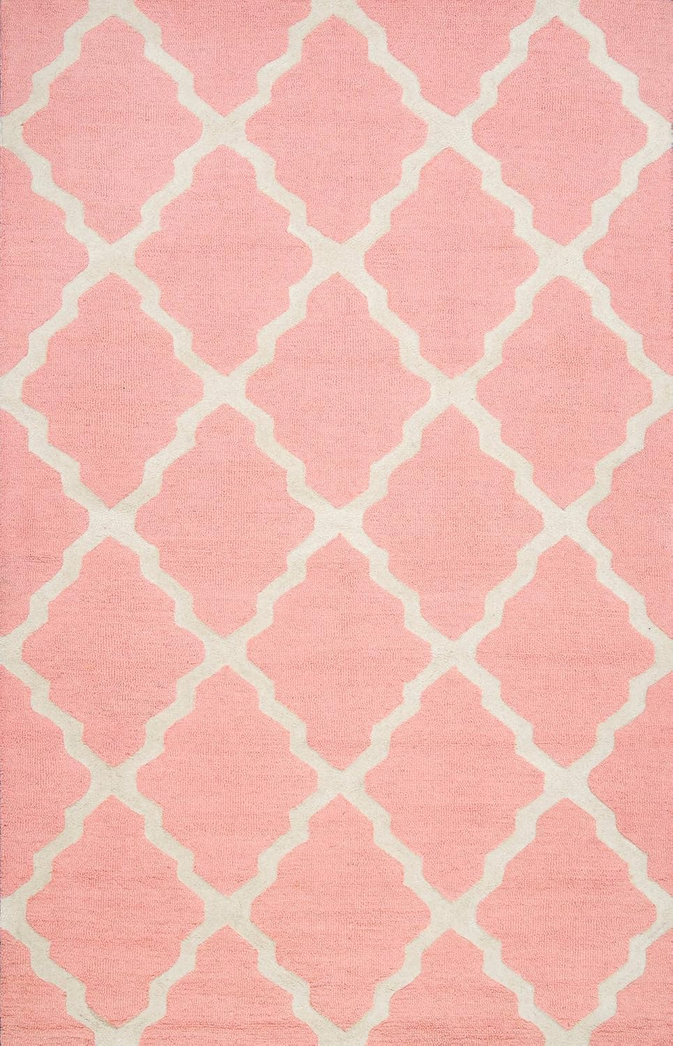 nuLOOM Marrakech Trellis Wool Runner Rug, 2' 6' x 12', Baby Pink