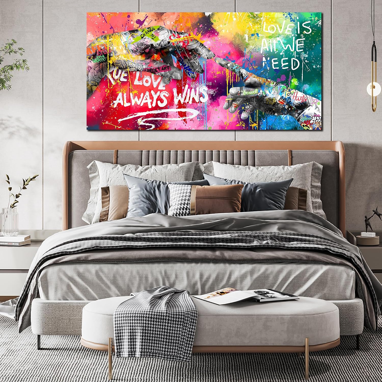 CIRABKY Large Colorful Wall-Art for Living Room - Graffiti Wall Art Canvas - Hand of God Art Prints Posters Size 29' x 59'