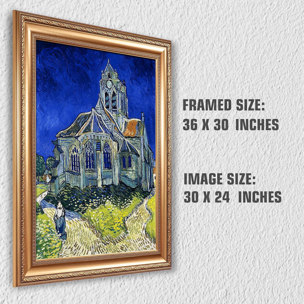 Café Terrace at Night by Vincent Van Gogh Framed Size:30x36 inches,Image Size:24x30 inches,Golden Frame The World Classic Art Reproductions,Wall Art for Home Decor
