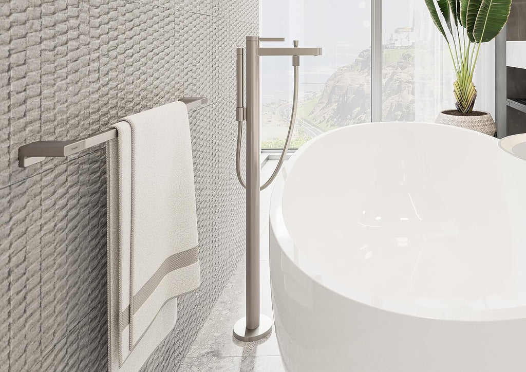 hansgrohe AddStoris Modern Towel Rack with Towel Bar in Brushed Nickel, 41751820