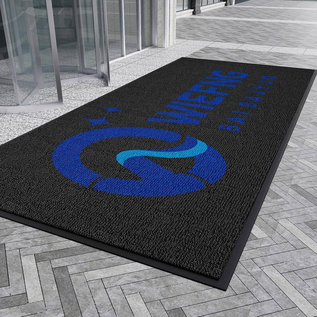 Custom Door Mat Personalized Design Logo Carpet for Business, Anti Slip Waterproof Indoor Outside Entrance Mat for Garage Garden