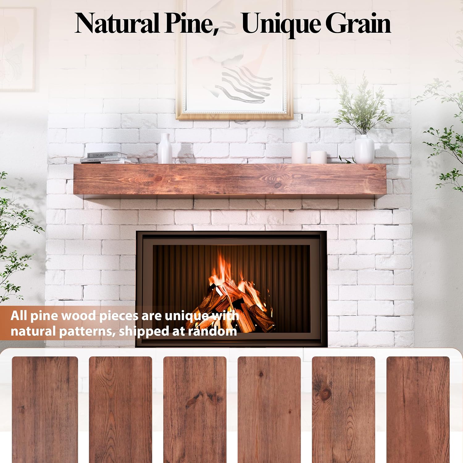 60 Inch Fireplace Mantel Shelf - 8' Deep Solid Wood Floating Mantel for Over Fireplace - 90LBS with Invisible Bracket - Handcrafted TV Decor for Livingroom & Bedroom - Rustic Walnut