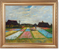 Bulb Fields by Vincent Van Gogh Framed Size:30x36 inches,Image Size:24x30 inches,Golden Frame The World Classic Art Reproductions,Wall Art for Home Decor