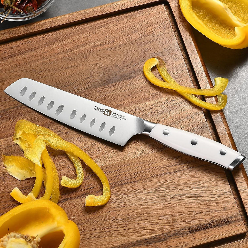 Klaus Meyer Stahl High Carbon Exclusive German Steel 13 Piece Knife Block Set (White)