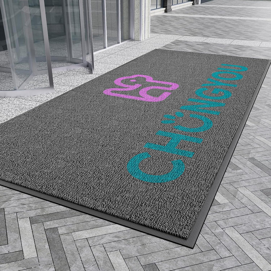 Custom Welcome Doormat with Logo Text Indoor Outdoor Mat, Rubber Backing Non Slip Front Door Mat Outside Entrance