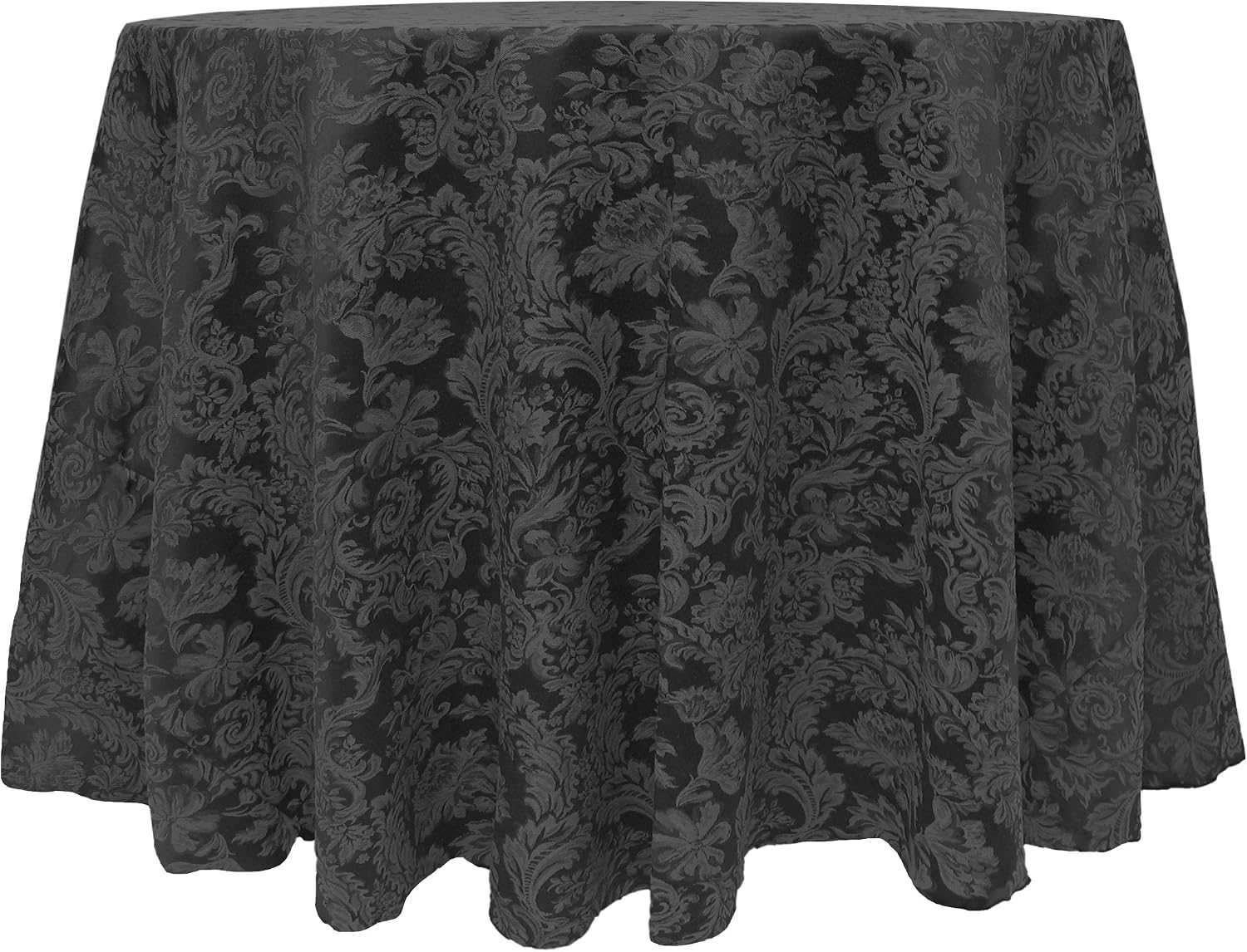 Ultimate Textile Miranda 120-Inch Round Damask Tablecloth Black