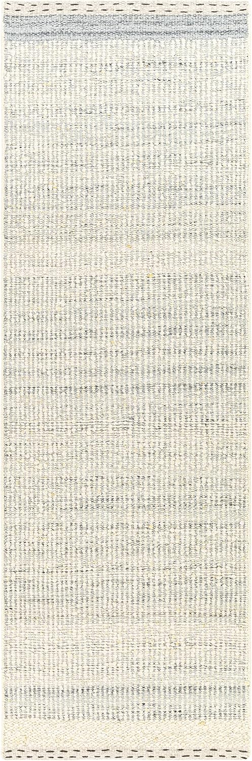 BoutiqueRugs Gray Solid Transitional 10x14 Large Area Rug Wool Hand Woven Flatweave Charcoal Cream Denim Beige Traditional Dalaoig Great Room Open Concept Master Bedroom Large Dining Room Non-Shedding