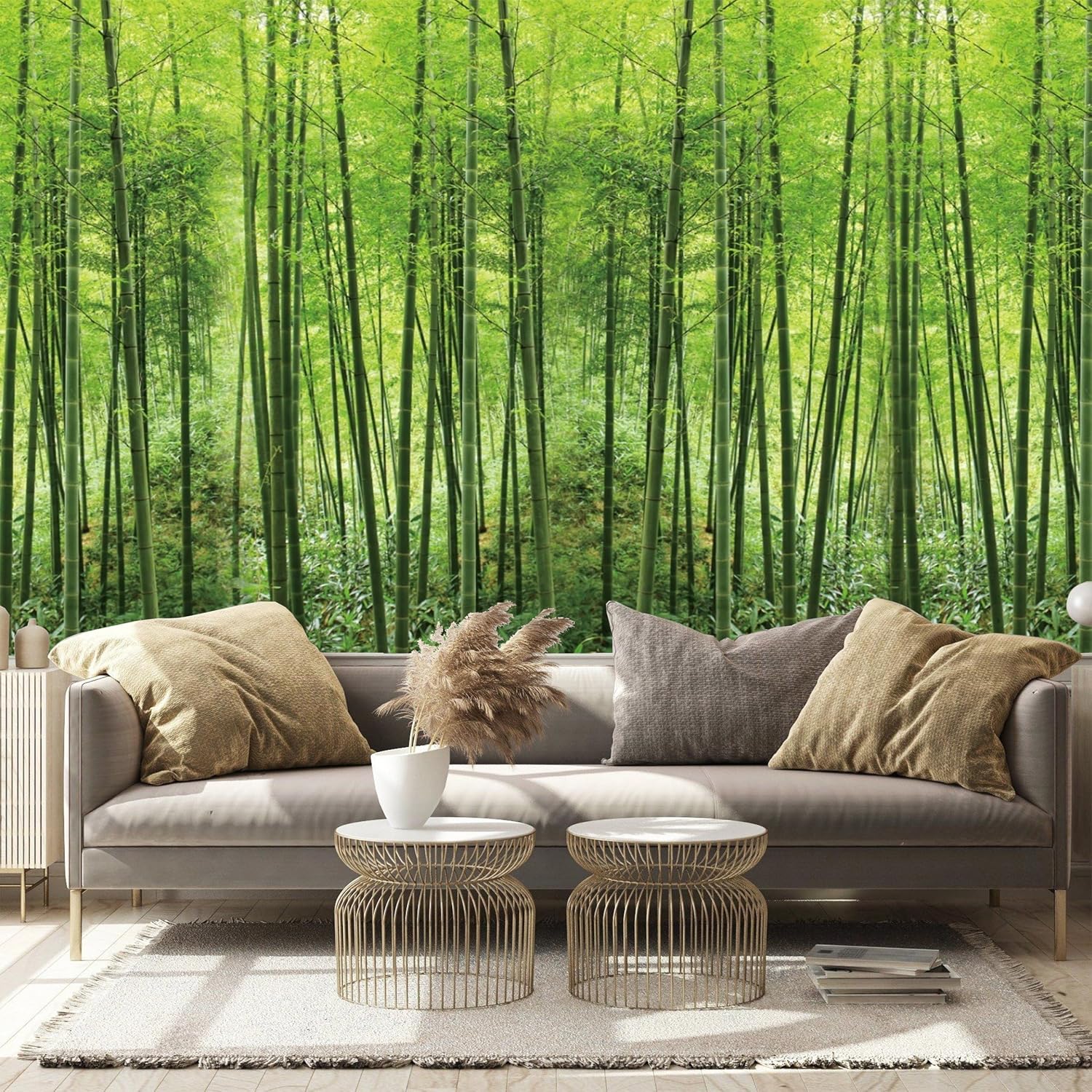 Custom Wall Murals,HD Green Bamboo Forest Natural Landscape，Removable Large Photo Wallpaper(Self-Adhesive Wall Fabric,No PVC) 151' x 105'