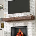 66 Inch Fireplace Mantel Shelf - 8' Deep Solid Wood Floating Mantel for Over Fireplace - 90LBS with Invisible Bracket - Handcrafted TV Decor for Livingroom & Bedroom - Charred Rustic Brown