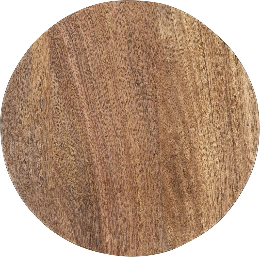 Kate and Laurel Dahl Wooden Round Drink Table; 8 x 23; Natural Brown; Transitional Boho Circle Wood Accent Pedestal Table for Living Room Plant Stand or Small Bedroom Nightstand