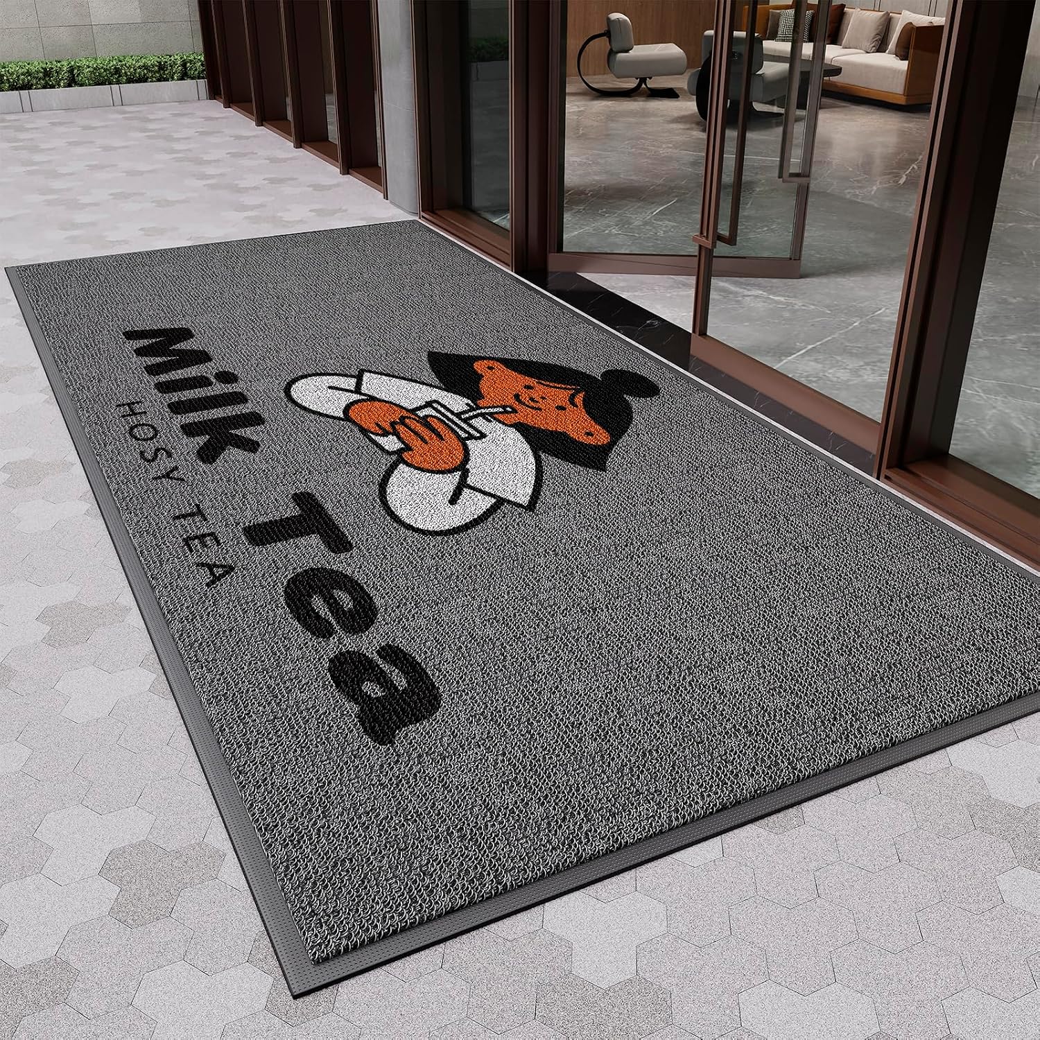 Custom Welcome Doormat with Logo Text Indoor Outdoor Mat, Rubber Backing Non Slip Front Door Mat Outside Entrance