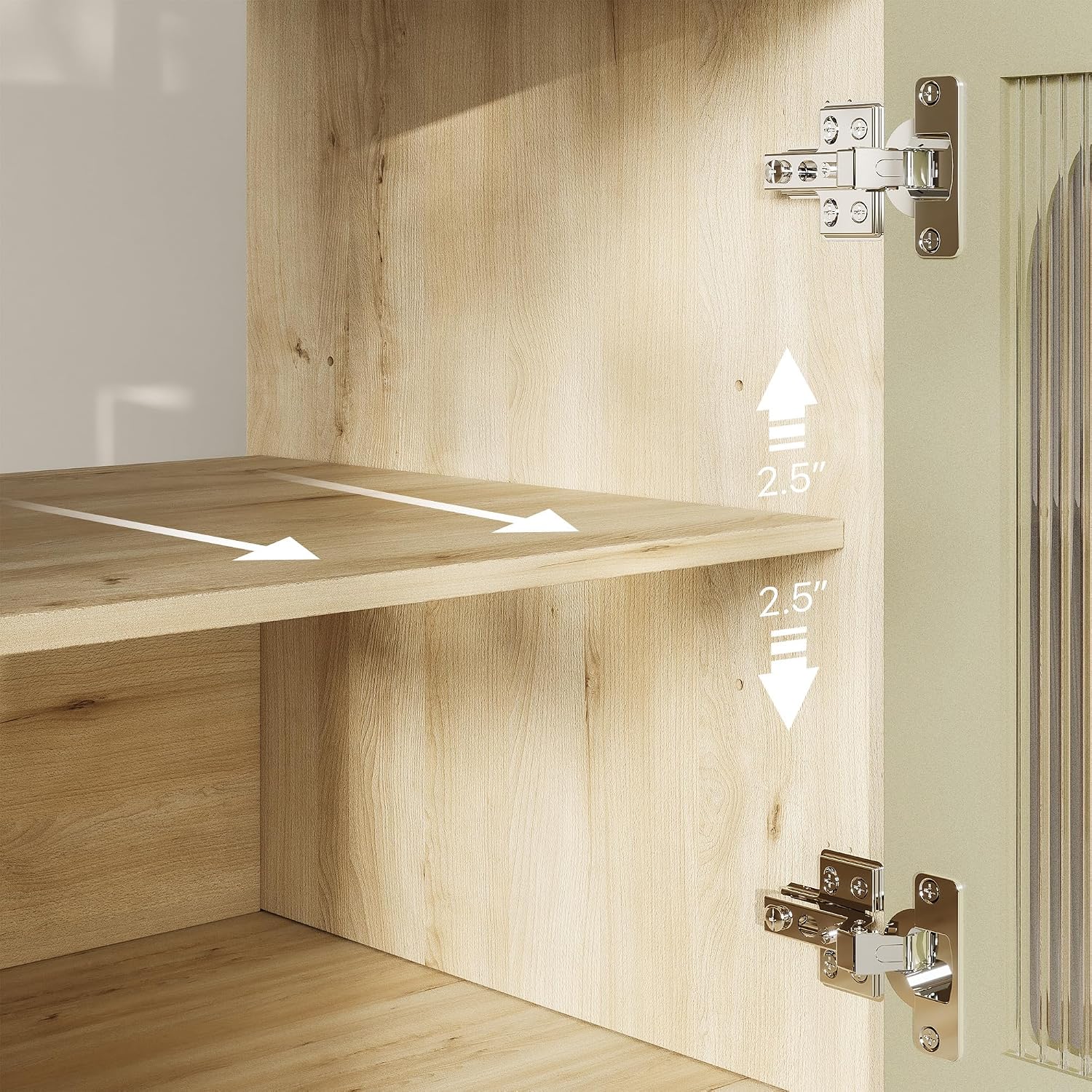 LIKIMIO 30 inch Bathroom Vanity with Sink, Bathroom Vanities Cabinet with Ceramic Sink, Arched Glass Door Storage with Adjustable Shelf, Solid Wood Legs, Towel Bar & Toilet Paper Holder