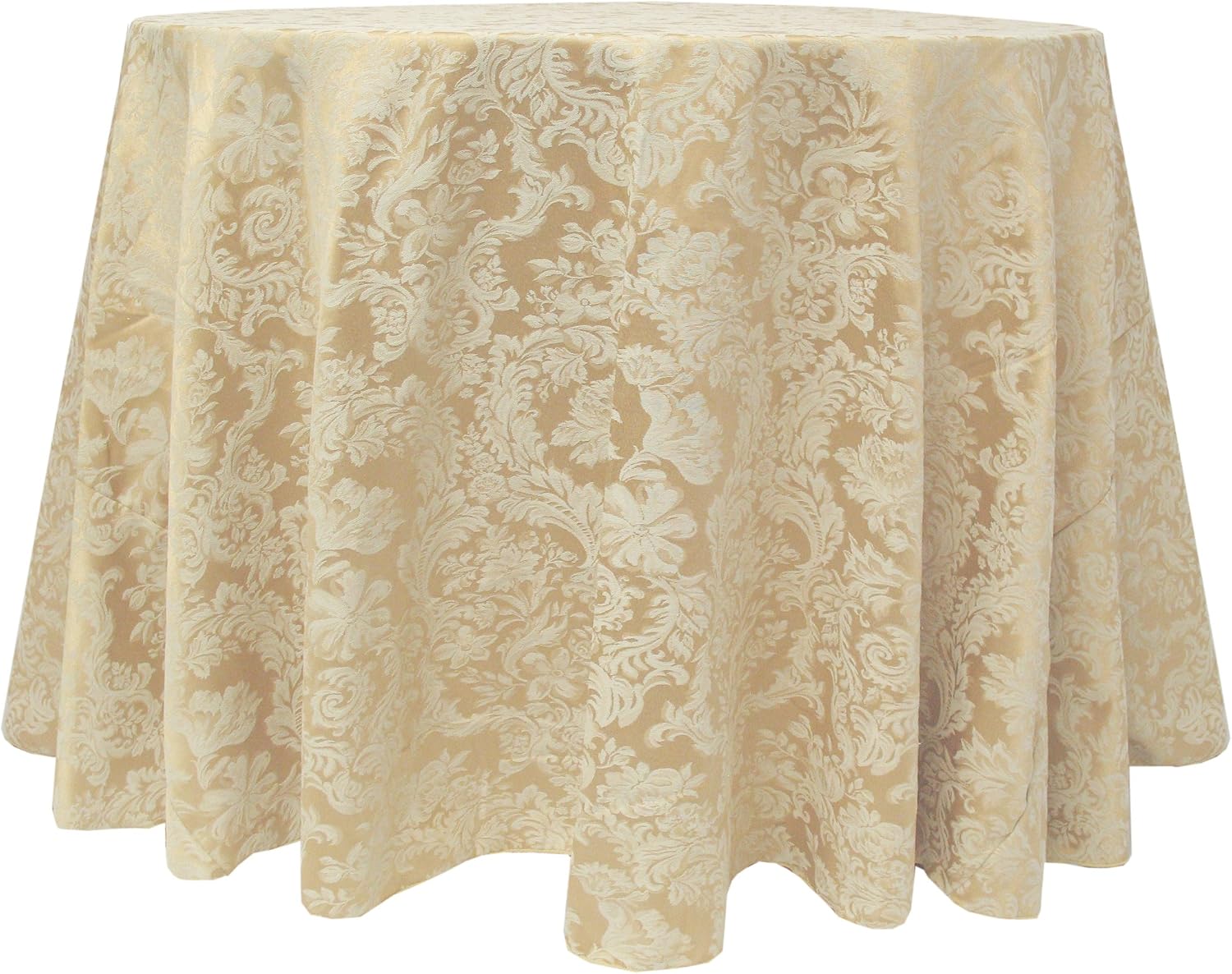 Ultimate Textile -10 Pack- Miranda 120-Inch Round Damask Tablecloth - Jacquard Weave, Champagne Ivory Cream