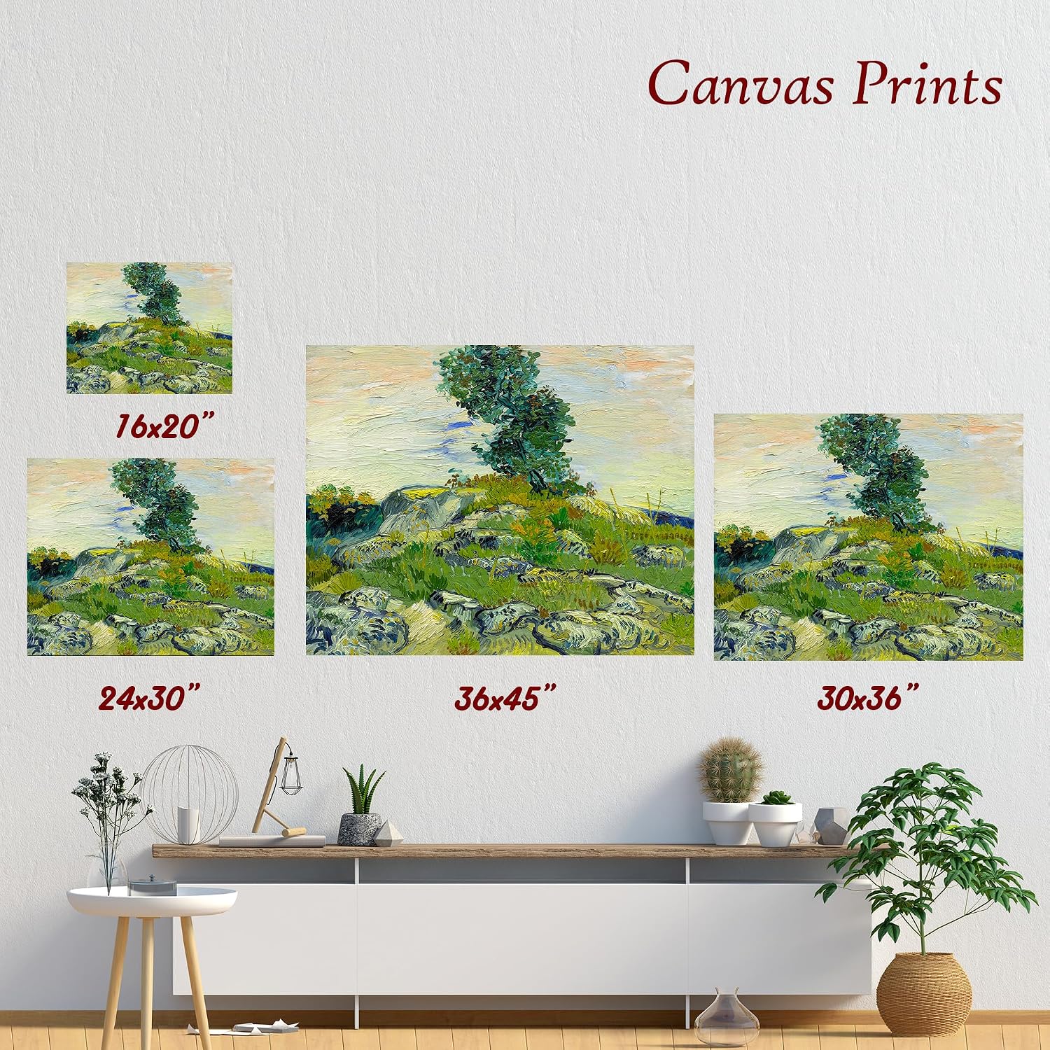 CP CANVASPATH The Rocks by Vincent Van Gogh Size:45x36x1.5 Canvas Prints Giclee Print Wall Art for Home Decor