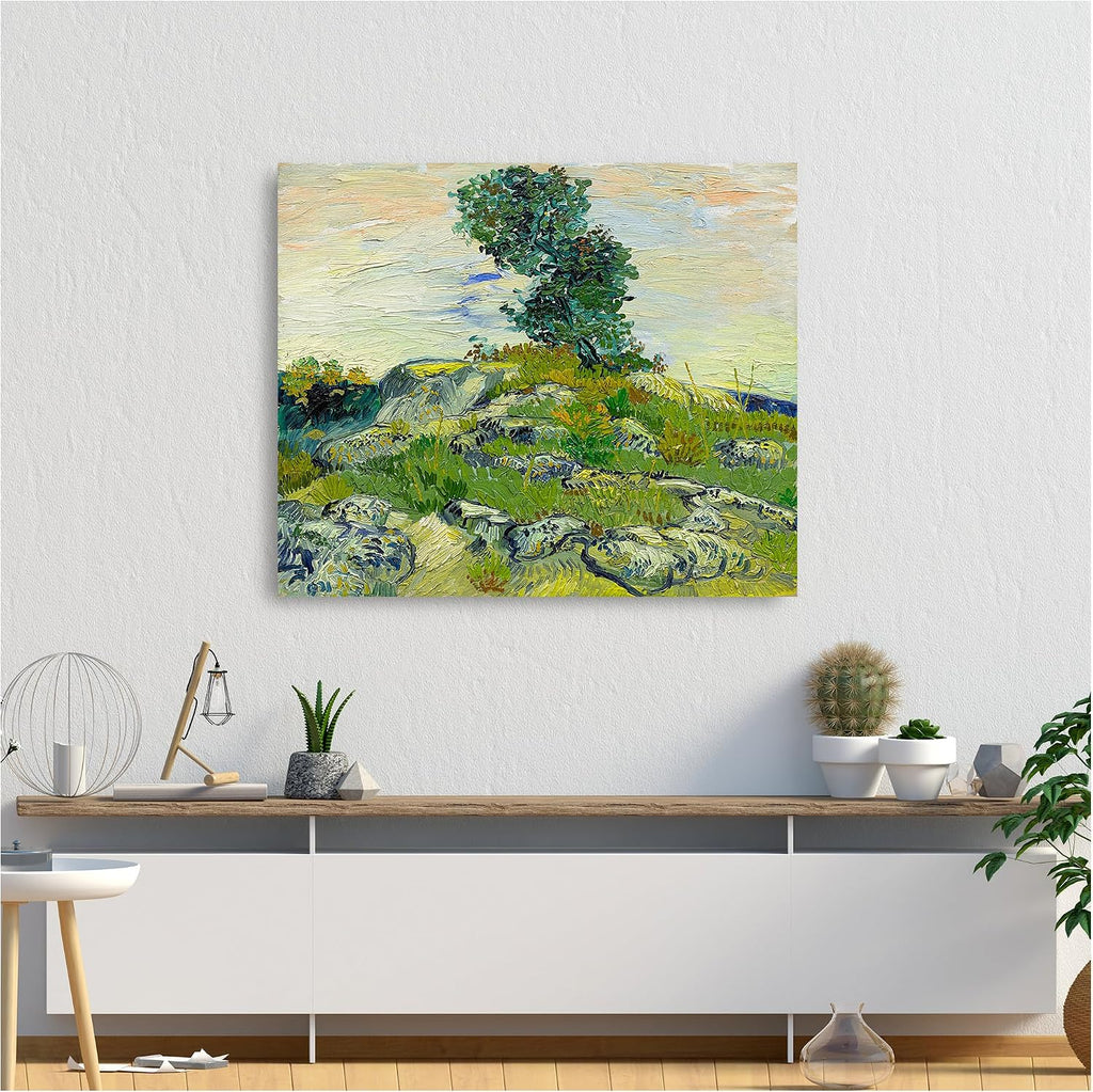 A&T ARTWORK The Rocks by Vincent Van Gogh. The World Classic Art Reproductions, Giclee Canvas Prints Wall Art for Home Decor,30x36x1.5 inches