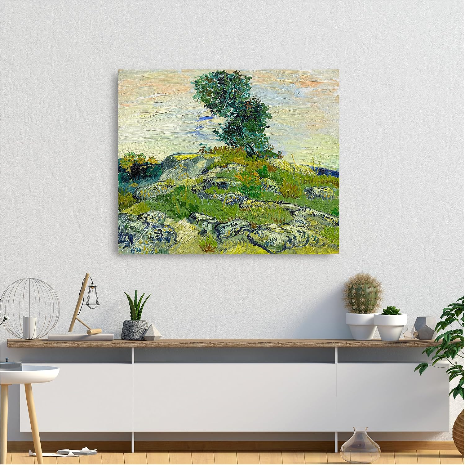 A&T ARTWORK The Rocks by Vincent Van Gogh. The World Classic Art Reproductions, Giclee Canvas Prints Wall Art for Home Decor,30x36x1.5 inches