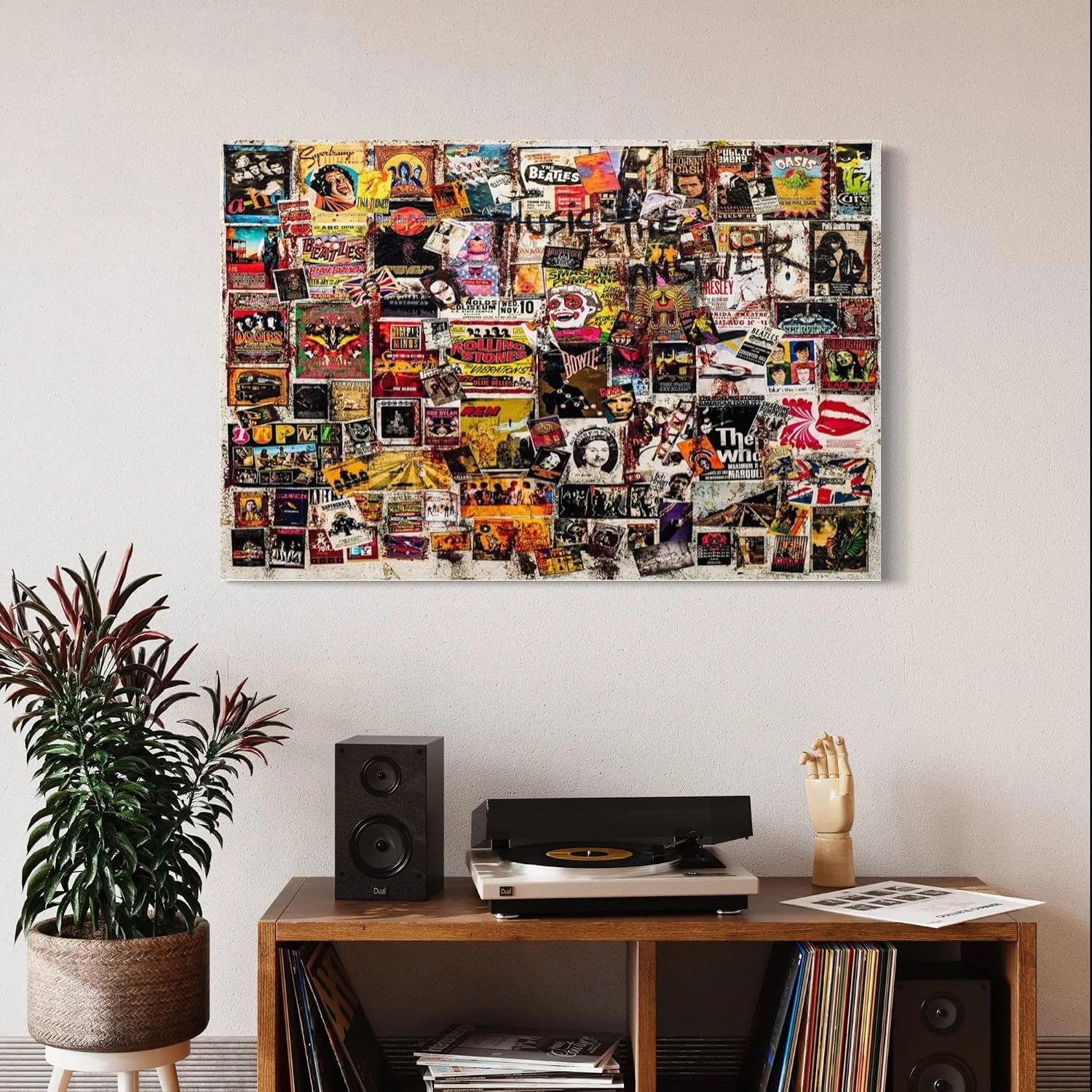 Canvastoria Music Is The Answer - Vintage Rock Concert Poster Print | Retro Rock Band Wall Art | Classic Music Memorabilia for Home, Bar, or Studio Decor