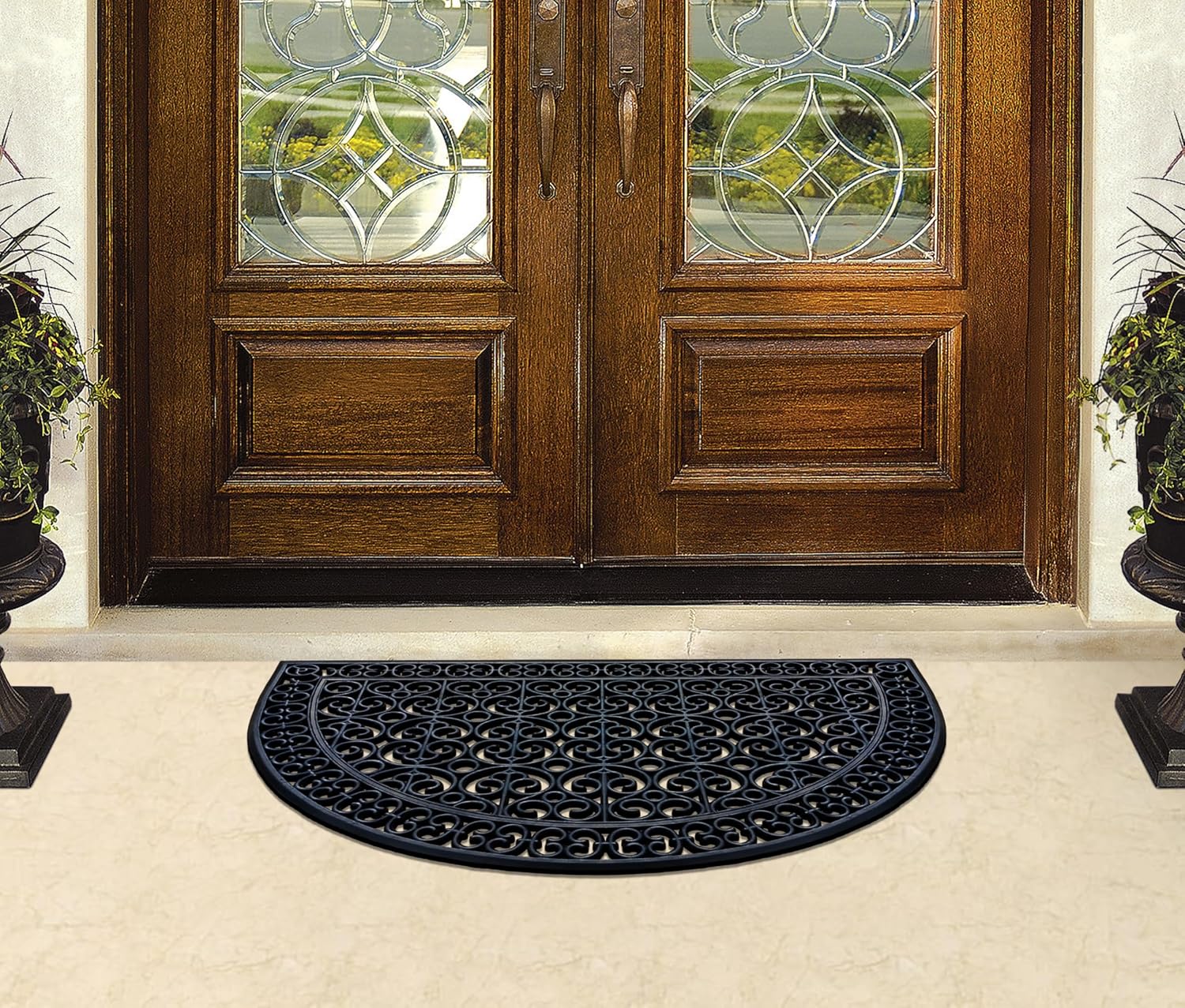 A1 Home Collections 18-LB Heavy Duty Rubber Doormat 30'×48' - Won't Blow Away | Outside Front Door Mat, Mud Dirt Scraper, Non-Slip Drainage Mat for Entryway Patio Garage, All-Weather, 100% Rubber Mats